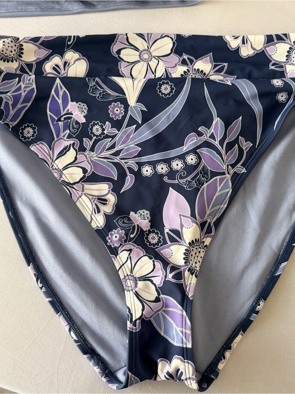 Adore Me Periwinkle Blue Molded Bikini Top with Navy & Lavender Floral Bottoms - Picture 5 of 8